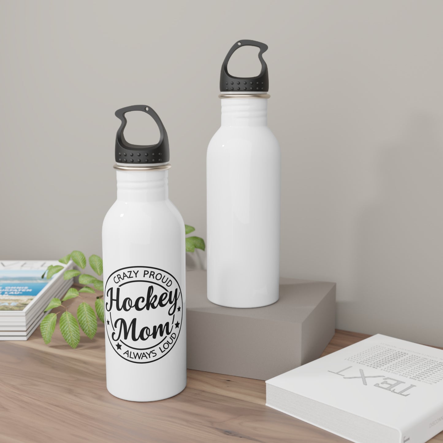 Bouteille d'eau en acier inoxydable Hockey Mom Proud & Loud